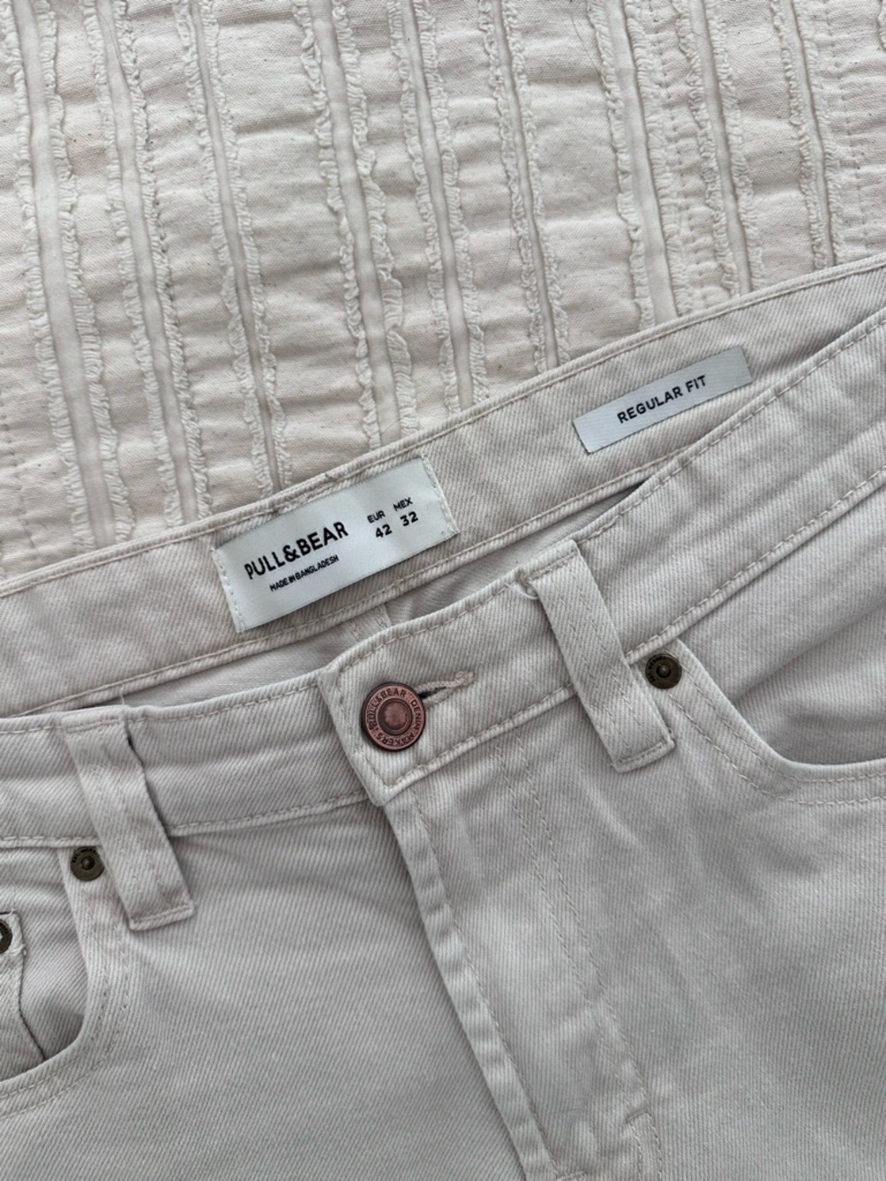 Pull&Bear Regular Fit Light Cream Jeans